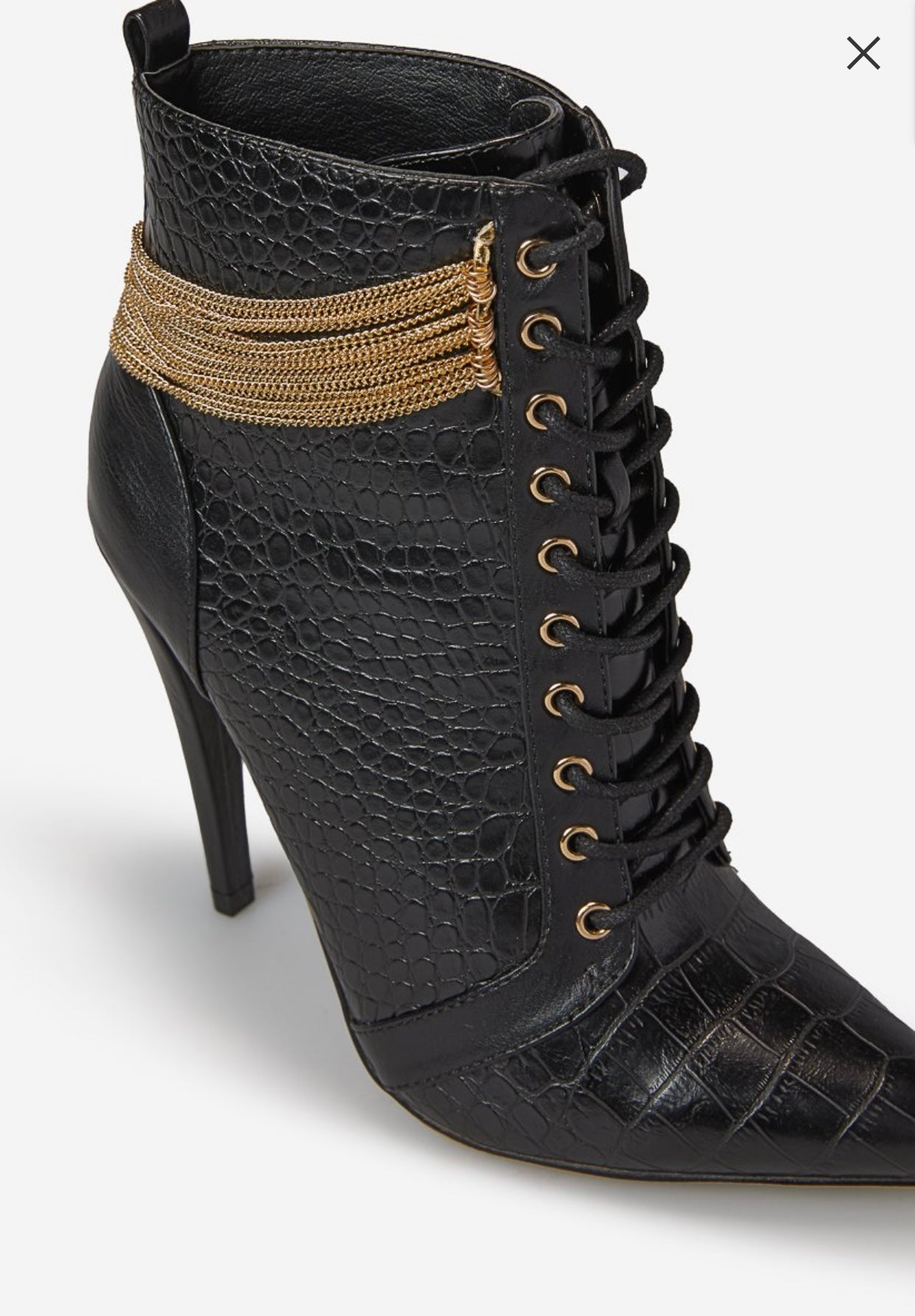 Keep me high chain detail stiletto bootie