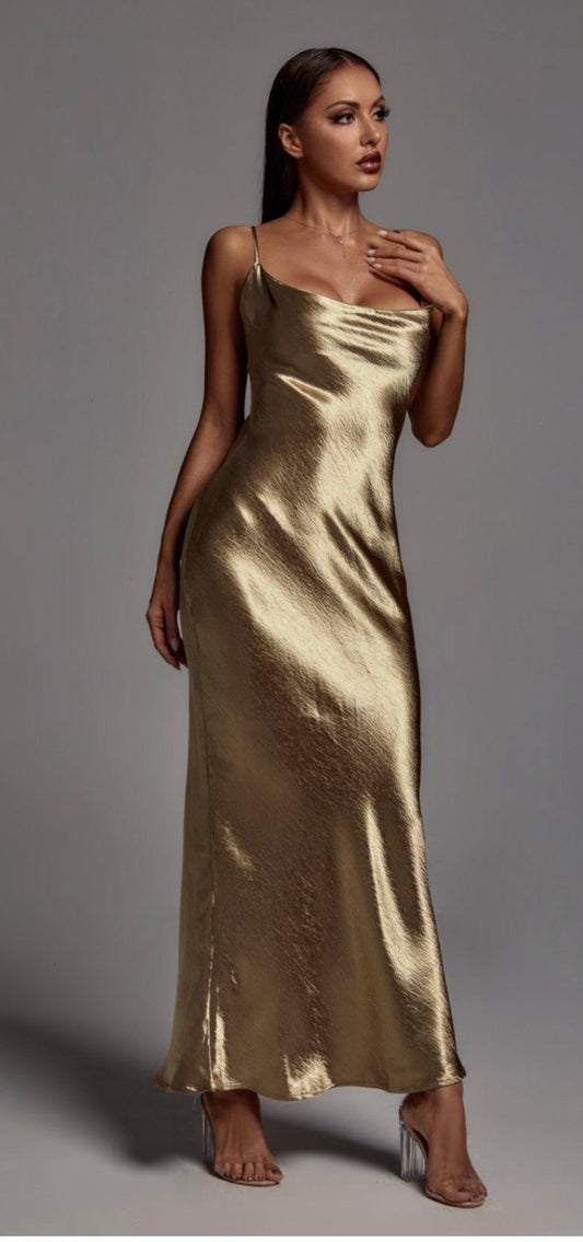 Elegance Maxi Dress Metallic Gold